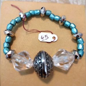 Artemis's Gems custom-made bead bracelet with large engraved metal charm
